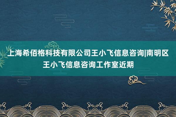 上海希佰格科技有限公司王小飞信息咨询|南明区王小飞信息咨询工作室近期